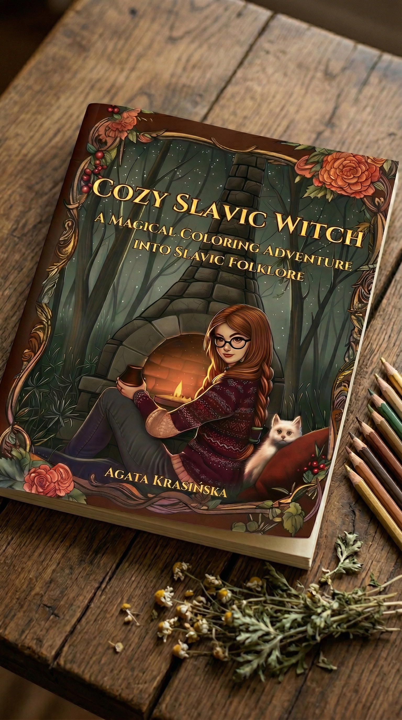 Cozy Slavic Witch: A Magical Coloring Adventure into Slavic Folklore